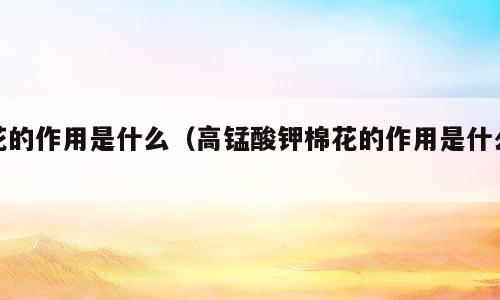 花的作用是什么（高锰酸钾棉花的作用是什么）