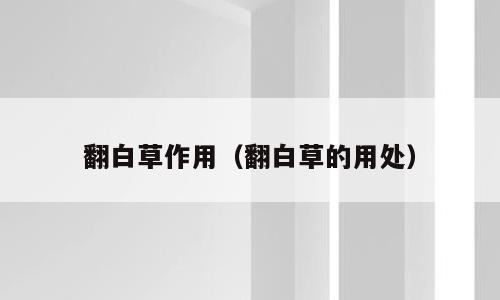 翻白草作用（翻白草的用处）