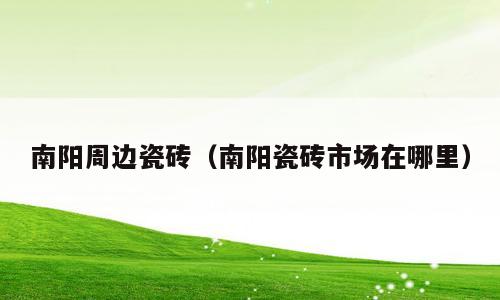 南阳周边瓷砖（南阳瓷砖市场在哪里）