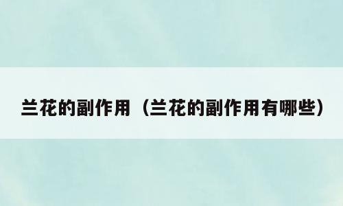 兰花的副作用（兰花的副作用有哪些）