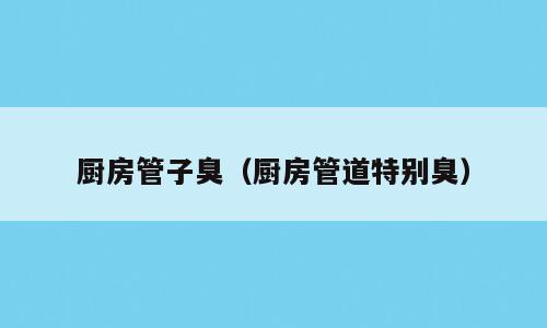 厨房管子臭（厨房管道特别臭）