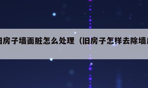 旧房子墙面脏怎么处理（旧房子怎样去除墙皮）