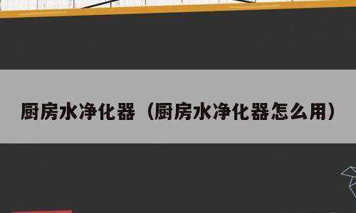 厨房水净化器（厨房水净化器怎么用）