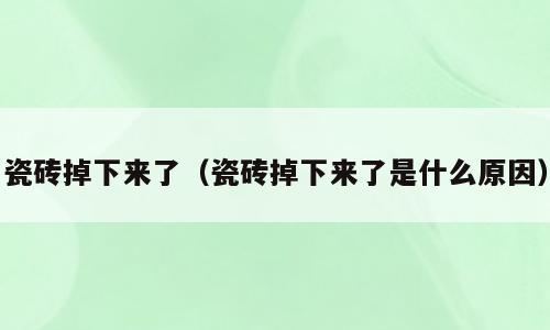 瓷砖掉下来了（瓷砖掉下来了是什么原因）
