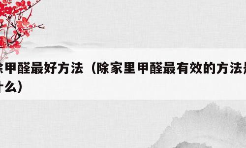 除甲醛最好方法（除家里甲醛最有效的方法是什么）