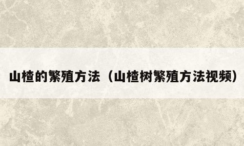 山楂的繁殖方法（山楂树繁殖方法视频）