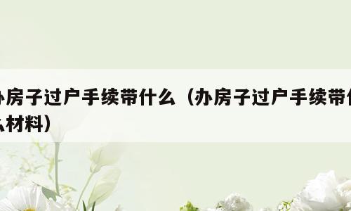 办房子过户手续带什么（办房子过户手续带什么材料）
