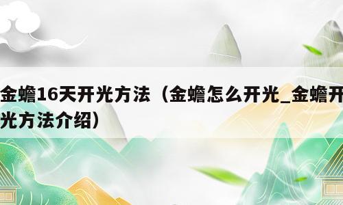 金蟾16天开光方法（金蟾怎么开光_金蟾开光方法介绍）