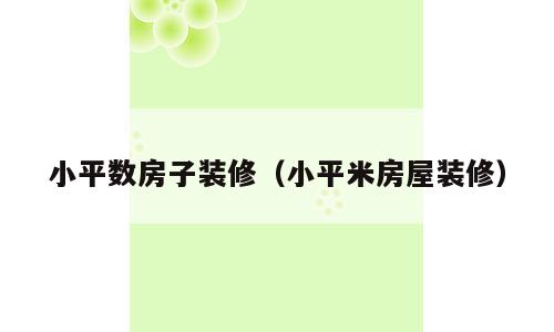 小平数房子装修（小平米房屋装修）