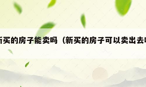 新买的房子能卖吗（新买的房子可以卖出去吗）