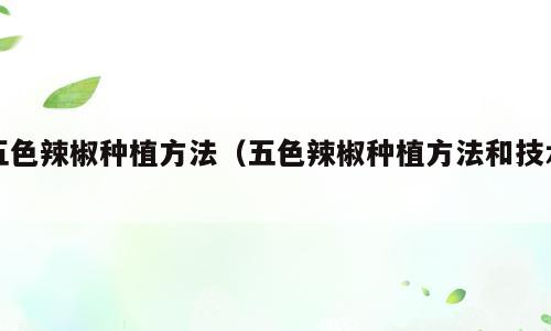 五色辣椒种植方法（五色辣椒种植方法和技术）