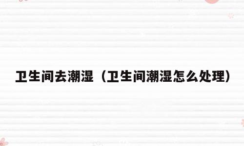 卫生间去潮湿（卫生间潮湿怎么处理）