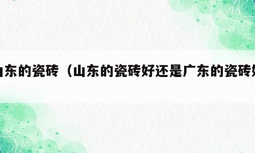山东的瓷砖（山东的瓷砖好还是广东的瓷砖好）