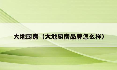 大地厨房（大地厨房品牌怎么样）