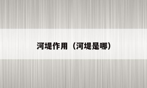 河堤作用（河堤是哪）