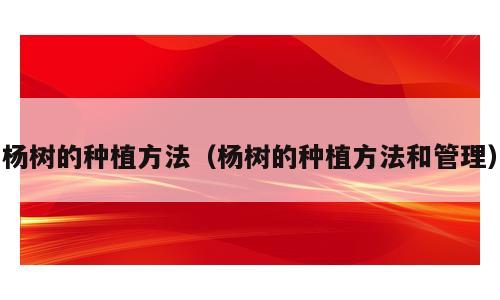 杨树的种植方法（杨树的种植方法和管理）