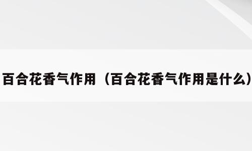 百合花香气作用（百合花香气作用是什么）