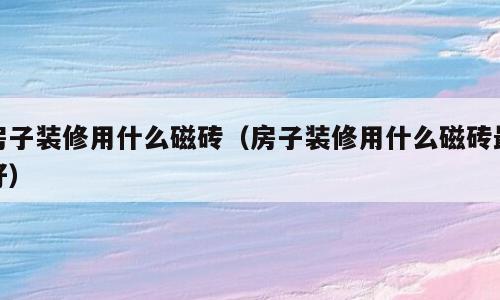 房子装修用什么磁砖（房子装修用什么磁砖最好）