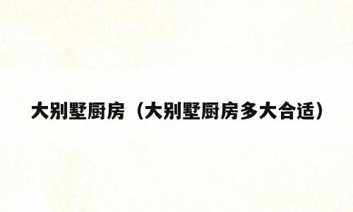 大别墅厨房（大别墅厨房多大合适）