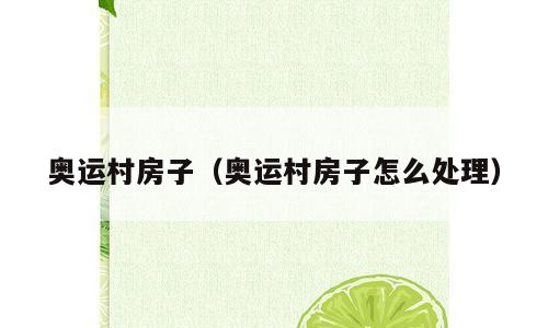 奥运村房子（奥运村房子怎么处理）