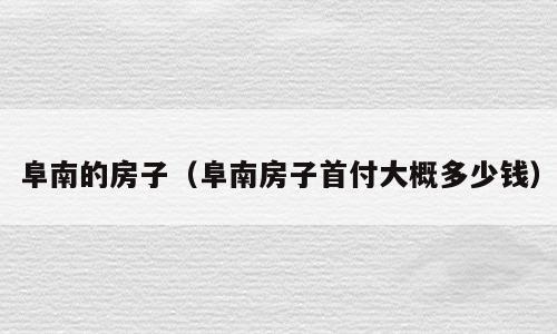阜南的房子（阜南房子首付大概多少钱）