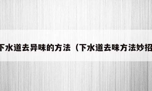 下水道去异味的方法（下水道去味方法妙招）