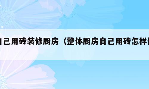 自己用砖装修厨房（整体厨房自己用砖怎样做）