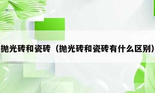 抛光砖和瓷砖（抛光砖和瓷砖有什么区别）