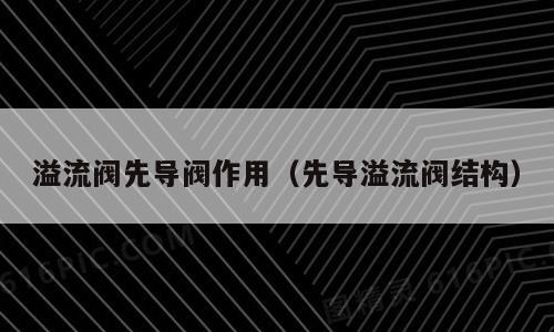溢流阀先导阀作用（先导溢流阀结构）