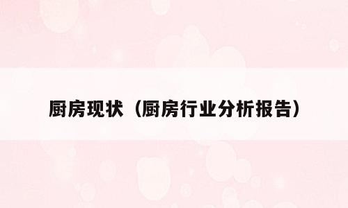 厨房现状（厨房行业分析报告）