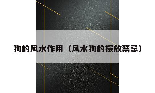 狗的风水作用（风水狗的摆放禁忌）