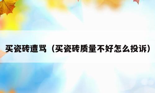 买瓷砖遭骂（买瓷砖质量不好怎么投诉）