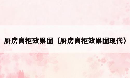 厨房高柜效果图（厨房高柜效果图现代）
