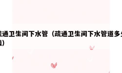 疏通卫生间下水管（疏通卫生间下水管道多少钱）