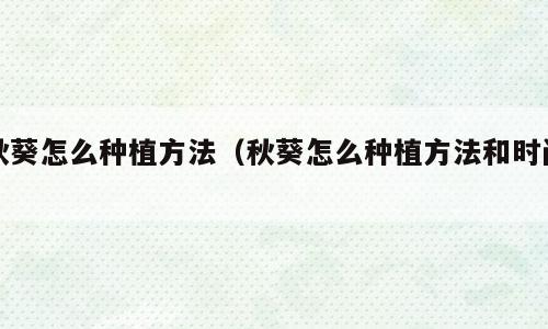 秋葵怎么种植方法（秋葵怎么种植方法和时间）