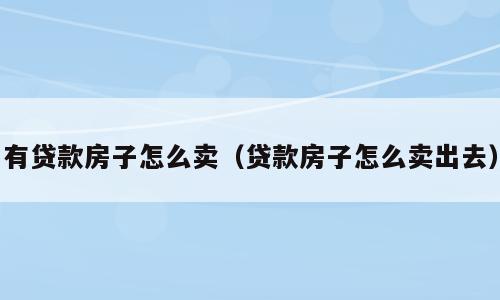 有贷款房子怎么卖（贷款房子怎么卖出去）