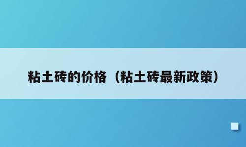 粘土砖的价格（粘土砖最新政策）